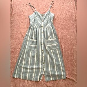 Sneak Peak, Stripped Dress, Flowly, Buttons, Size L